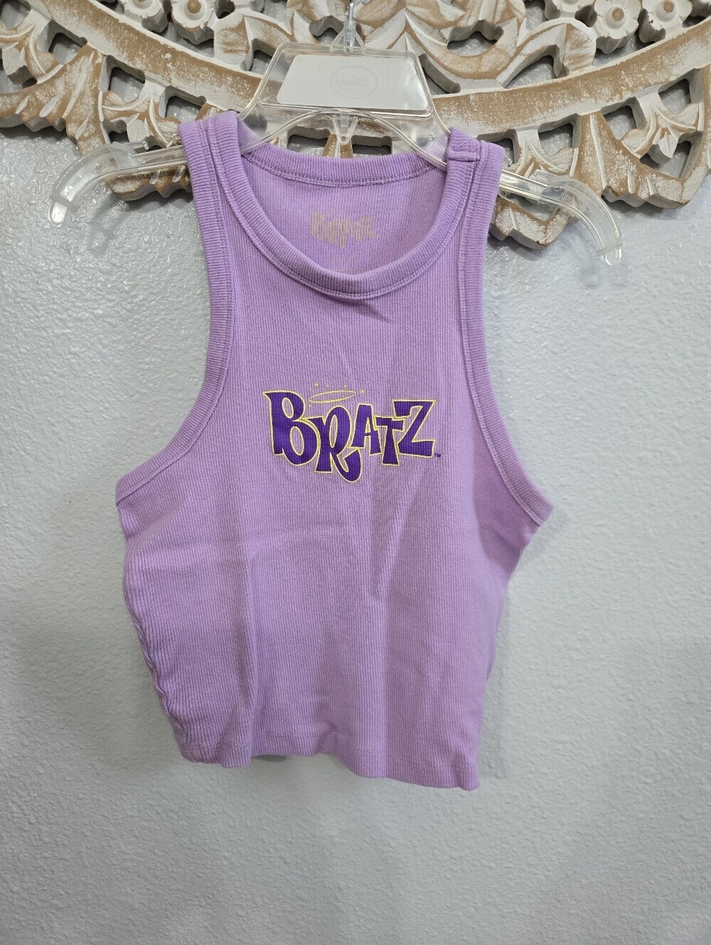 Bratz Lilac Ribbed Crop Tank with Logo